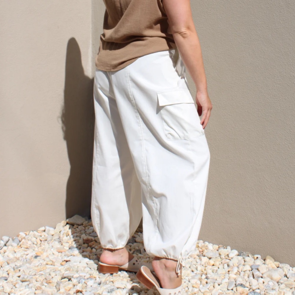 Na Nin Cream Cotton French Twill Cooper Wide Leg Balloon Cargo Pants XS - Picture 15 of 15